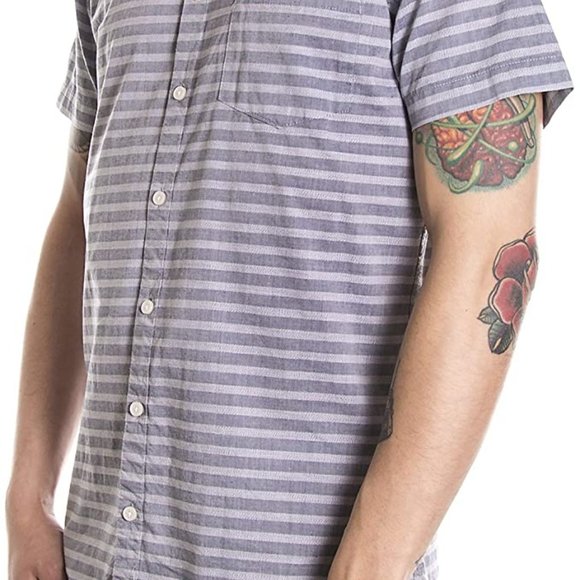 NWT Men's Minimum Blue Striped Button Down Collard Shirt - Size Small - Picture 2 of 7